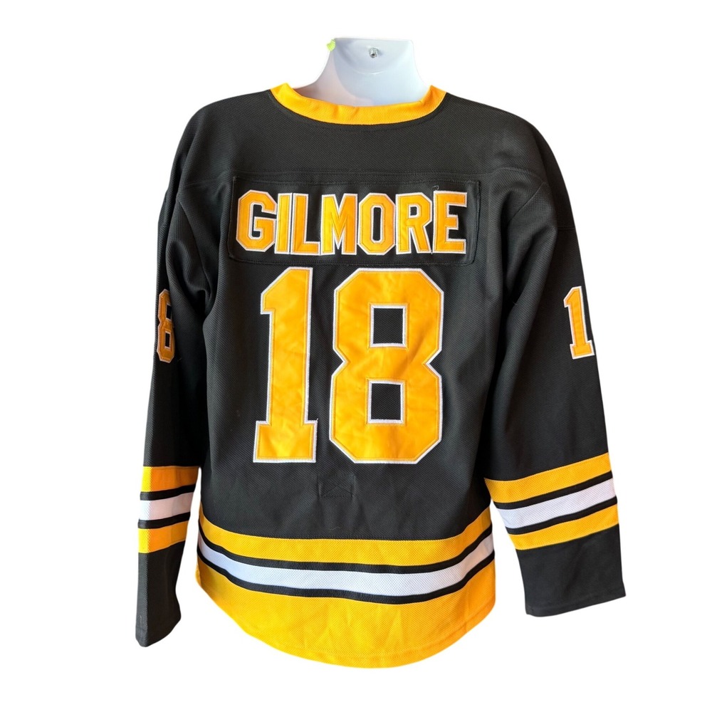 Happy Gilmore 18 Boston Black Gold Hockey Jersey Mens Size Small Oversized
